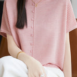 Casual Simple Striped Texture Knit Sweater - liwisi