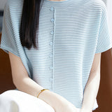 Casual Simple Striped Texture Knit Sweater - liwisi