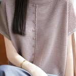 Casual Simple Striped Texture Knit Sweater - liwisi
