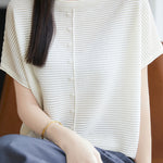 Casual Simple Striped Texture Knit Sweater - liwisi