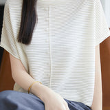 Casual Simple Striped Texture Knit Sweater - liwisi