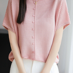 Casual Simple Striped Texture Knit Sweater - liwisi