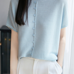 Casual Simple Striped Texture Knit Sweater - liwisi