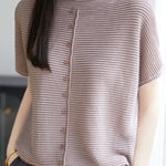 Casual Simple Striped Texture Knit Sweater - liwisi