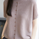 Casual Simple Striped Texture Knit Sweater - liwisi
