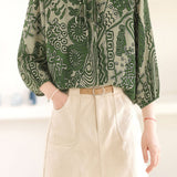 Casual Chiffon Printed Long Sleeve Top - liwisi