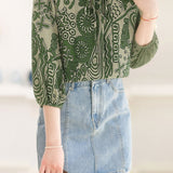 Casual Chiffon Printed Long Sleeve Top - liwisi