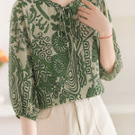 Casual Chiffon Printed Long Sleeve Top - liwisi