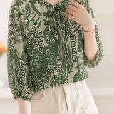 Casual Chiffon Printed Long Sleeve Top - liwisi