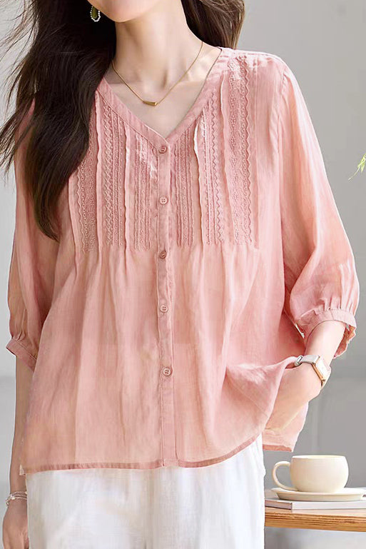 Casual Embroidered Loose Shirt - liwisi