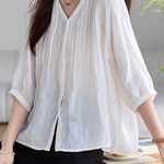 Casual Embroidered Loose Shirt - liwisi