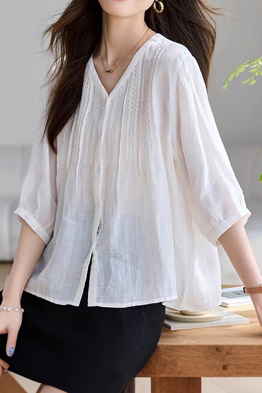 Casual Embroidered Loose Shirt - liwisi