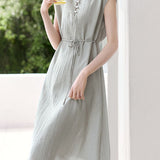 Casual Lace-Up A-Line Dress - liwisi