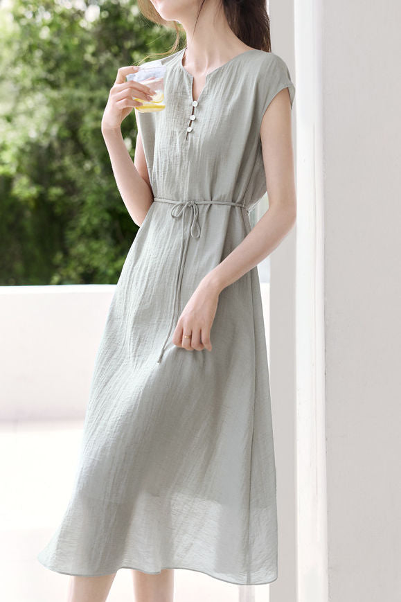 Casual Lace-Up A-Line Dress - liwisi