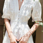 Elegant Hollow-Work Embroidered Dress - liwisi