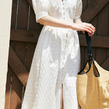 Elegant Hollow-Work Embroidered Dress - liwisi