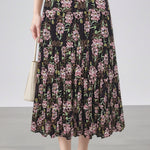 Elegant Floral Pleated Skirt (Midi) - liwisi