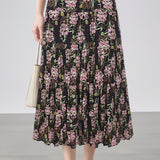Elegant Floral Pleated Skirt (Midi) - liwisi