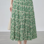 Elegant Floral Pleated Skirt (Midi) - liwisi