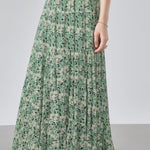 Elegant Floral Pleated Skirt (Midi) - liwisi