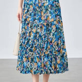 Elegant Floral Pleated Skirt (Midi) - liwisi