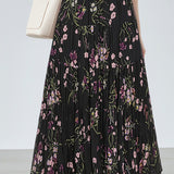 Elegant Floral Pleated Skirt (Midi) - liwisi