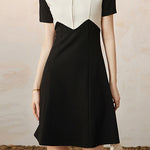 Casual Color-Block Patchwork Collared Dress - liwisi