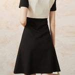 Casual Color-Block Patchwork Collared Dress - liwisi