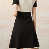 Casual Color-Block Patchwork Collared Dress - liwisi