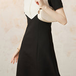 Casual Color-Block Patchwork Collared Dress - liwisi
