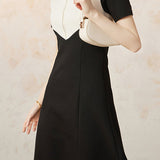 Casual Color-Block Patchwork Collared Dress - liwisi