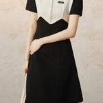 Casual Color-Block Patchwork Collared Dress - liwisi