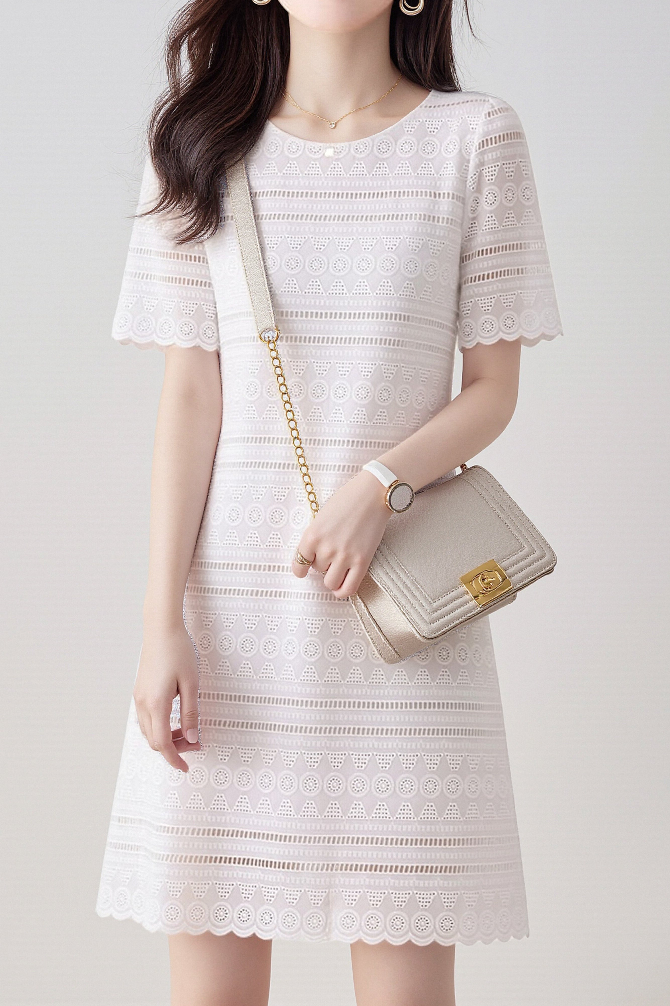 Elegant Hollow Lace Dress - liwisi