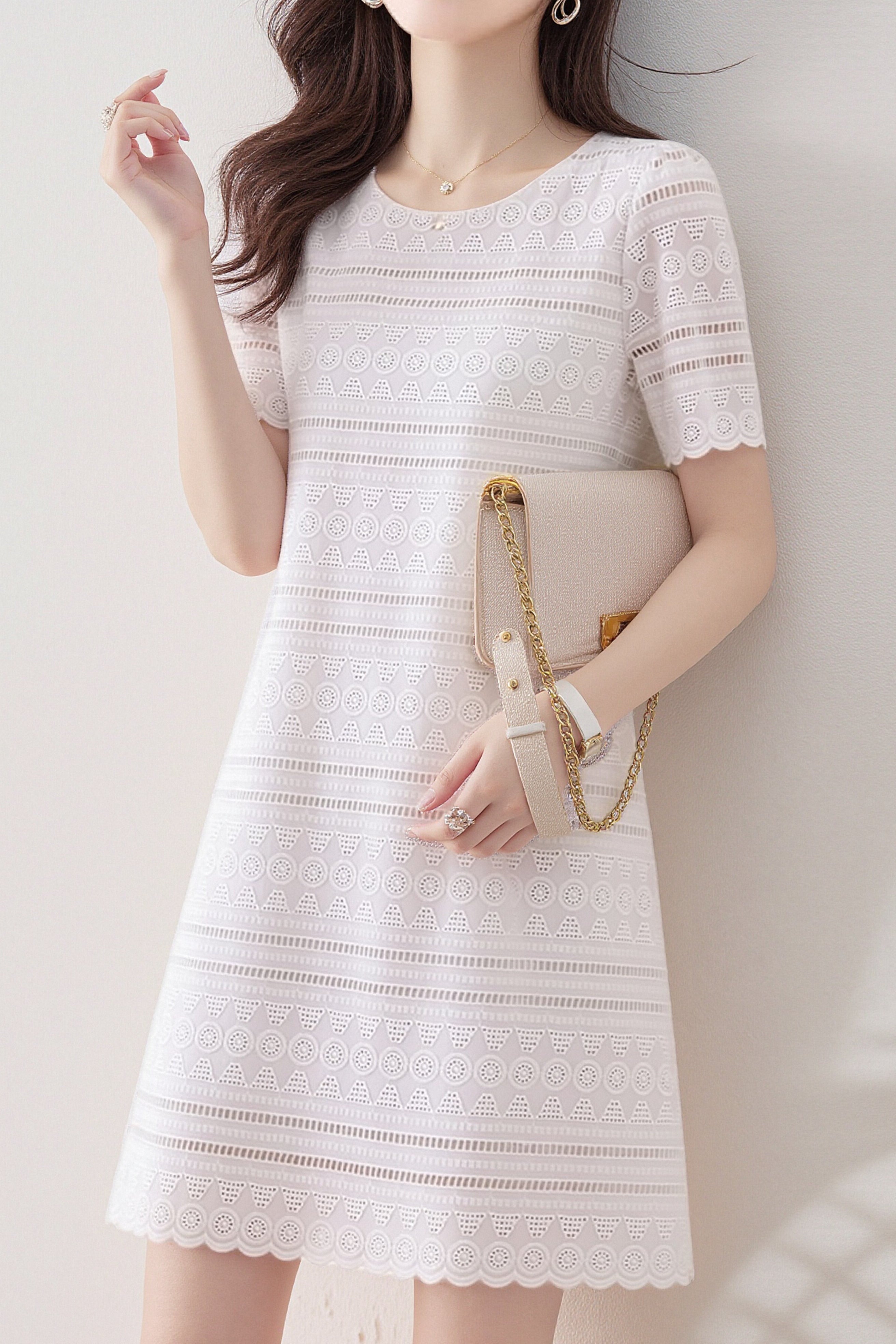 Elegant Hollow Lace Dress - liwisi