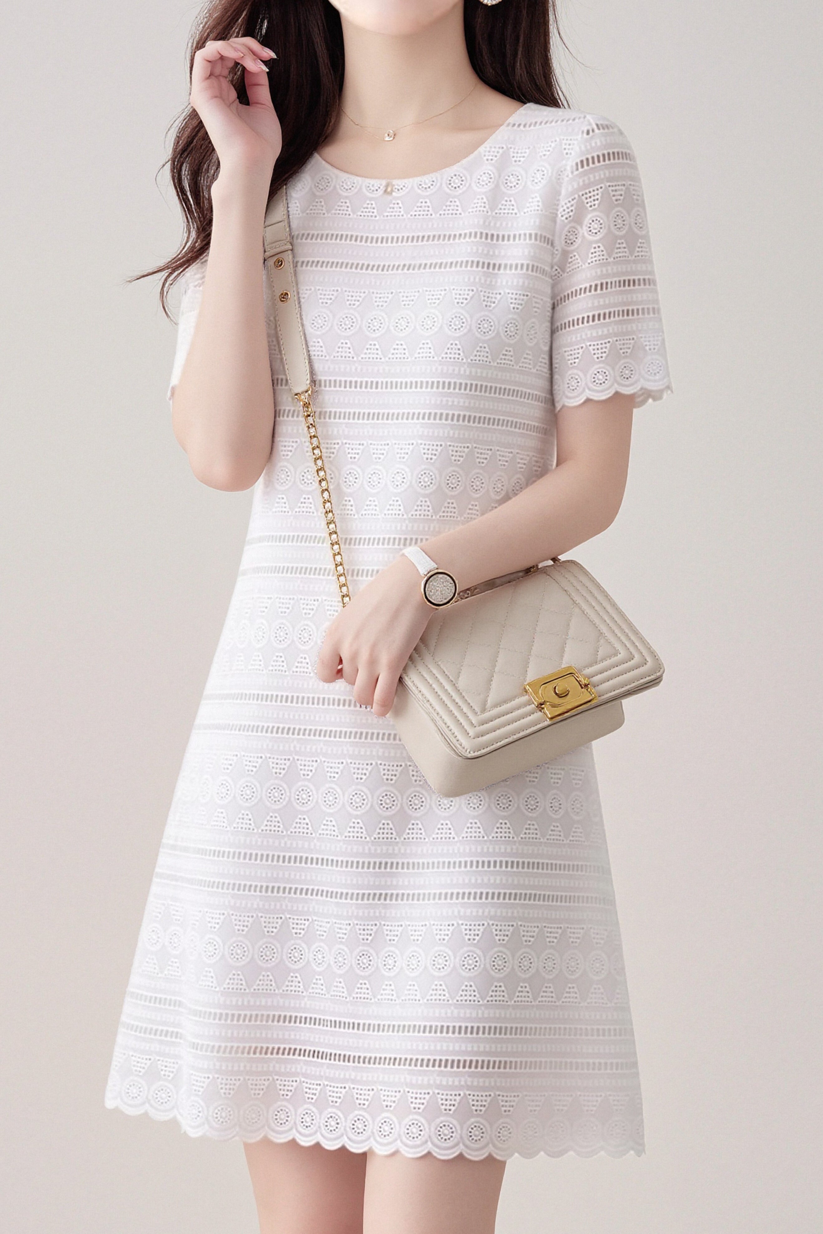 Elegant Hollow Lace Dress - liwisi