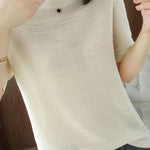 Casual Ice Silk Knit Short Sleeve T-Shirt - liwisi