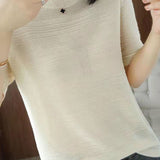 Casual Ice Silk Knit Short Sleeve T-Shirt - liwisi