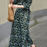 Elegant Floral Wrap Dress - liwisi