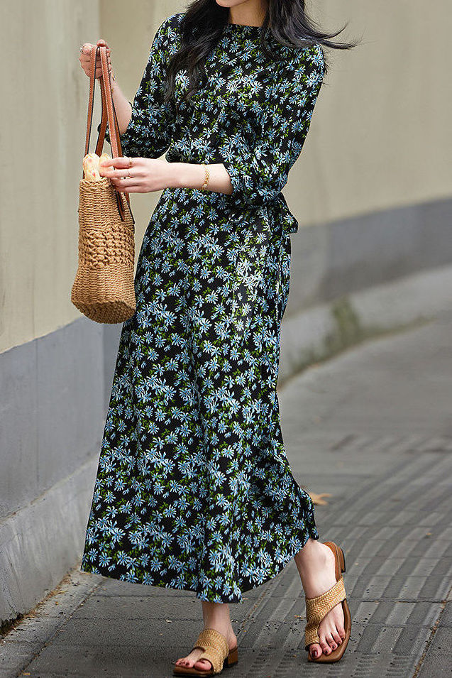 Elegant Floral Wrap Dress - liwisi