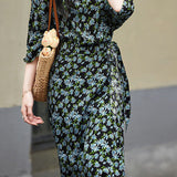 Elegant Floral Wrap Dress - liwisi