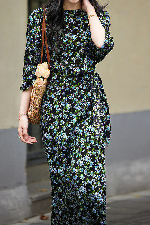 Elegant Floral Wrap Dress - liwisi
