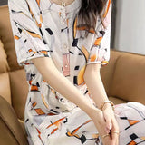 Casual Waist Tie Print Dress - liwisi