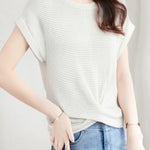Casual Solid Color Crew Neck Knit Sweater - liwisi