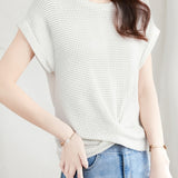 Casual Solid Color Crew Neck Knit Sweater - liwisi