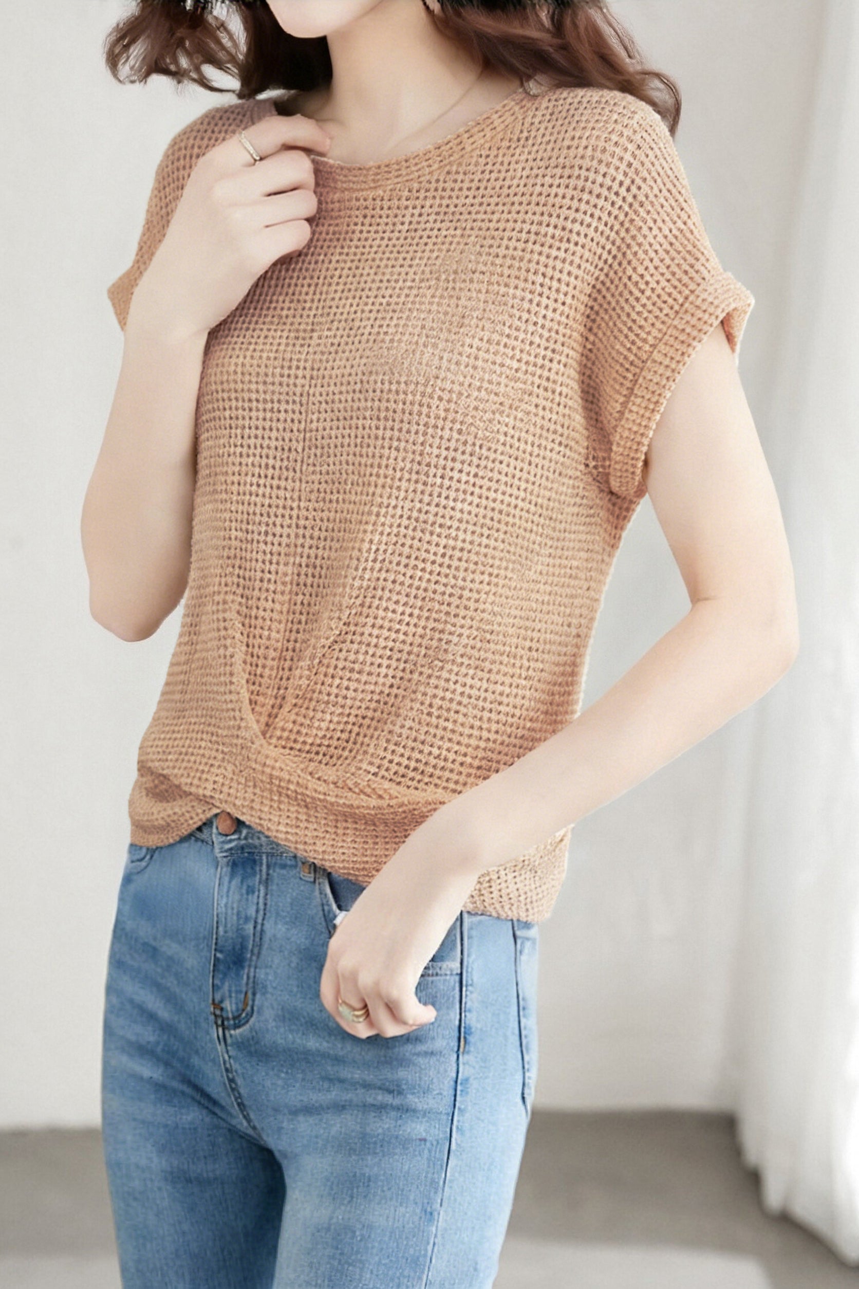 Casual Solid Color Crew Neck Knit Sweater - liwisi