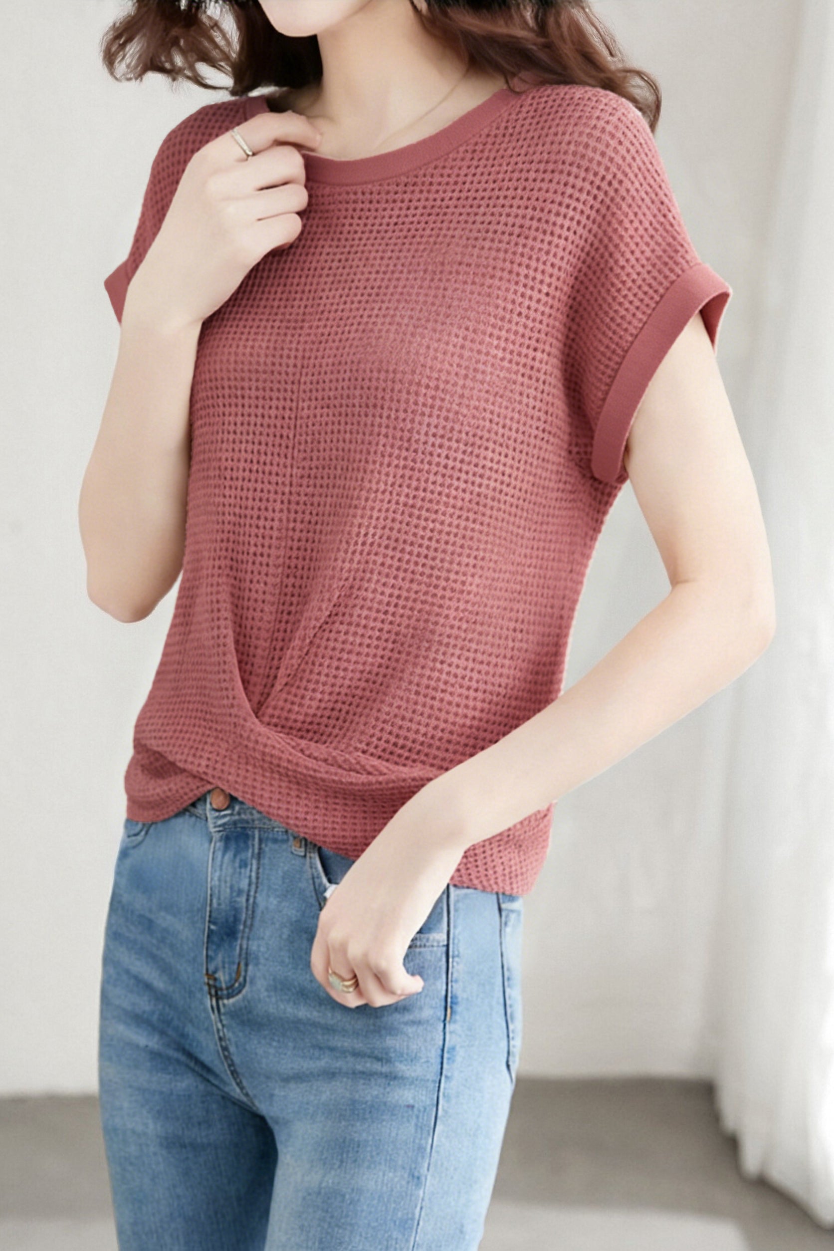 Casual Solid Color Crew Neck Knit Sweater - liwisi