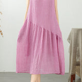 Casual Solid Color Cotton Linen Dress - liwisi