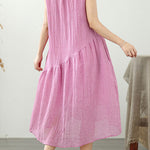 Casual Solid Color Cotton Linen Dress - liwisi