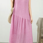 Casual Solid Color Cotton Linen Dress - liwisi