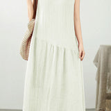 Casual Solid Color Cotton Linen Dress - liwisi